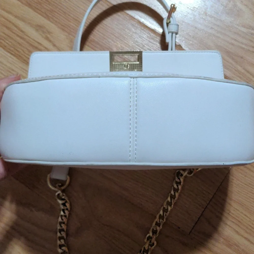 Marina Rinaldi White Leather Shoulder Bag Classic